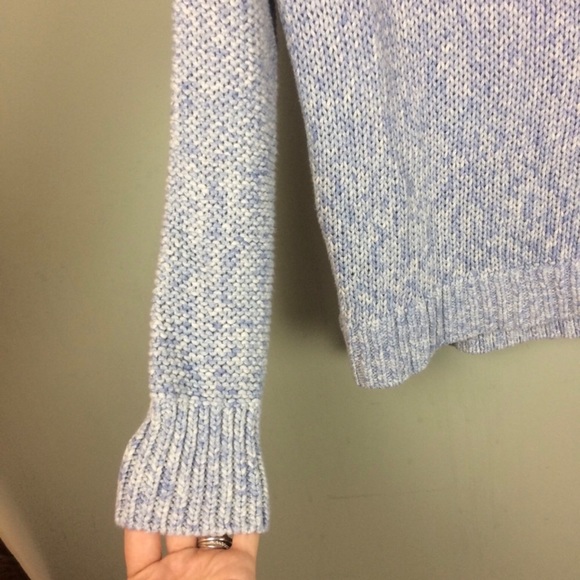 Vince Rolled Crew Neck Marled Blue Cotton Pullover Sweater Size Medium - Picture 6 of 8